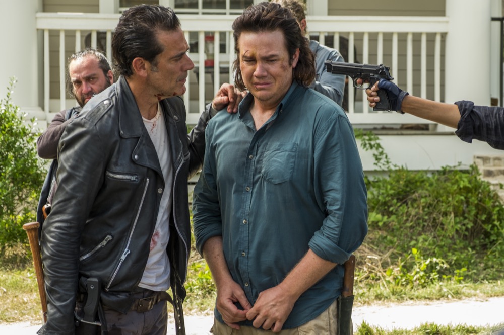 Josh McDermitt as Dr. Eugene Porter, Jeffrey Dean Morgan as Negan - The Walking Dead _ Season 7, Episode 8 - Photo Credit: Gene Page/AMC
