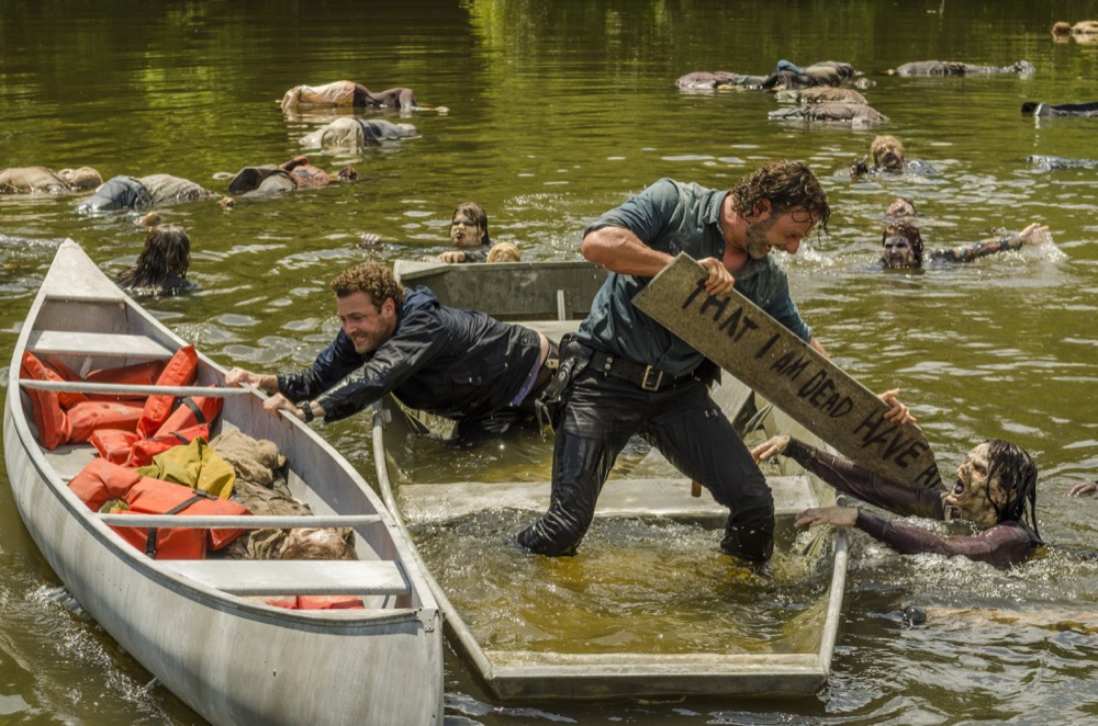 Andrew Lincoln as Rick Grimes, Ross Marquand as Aaron - The Walking Dead _ Season 7, Episode 8 - Photo Credit: Gene Page/AMC