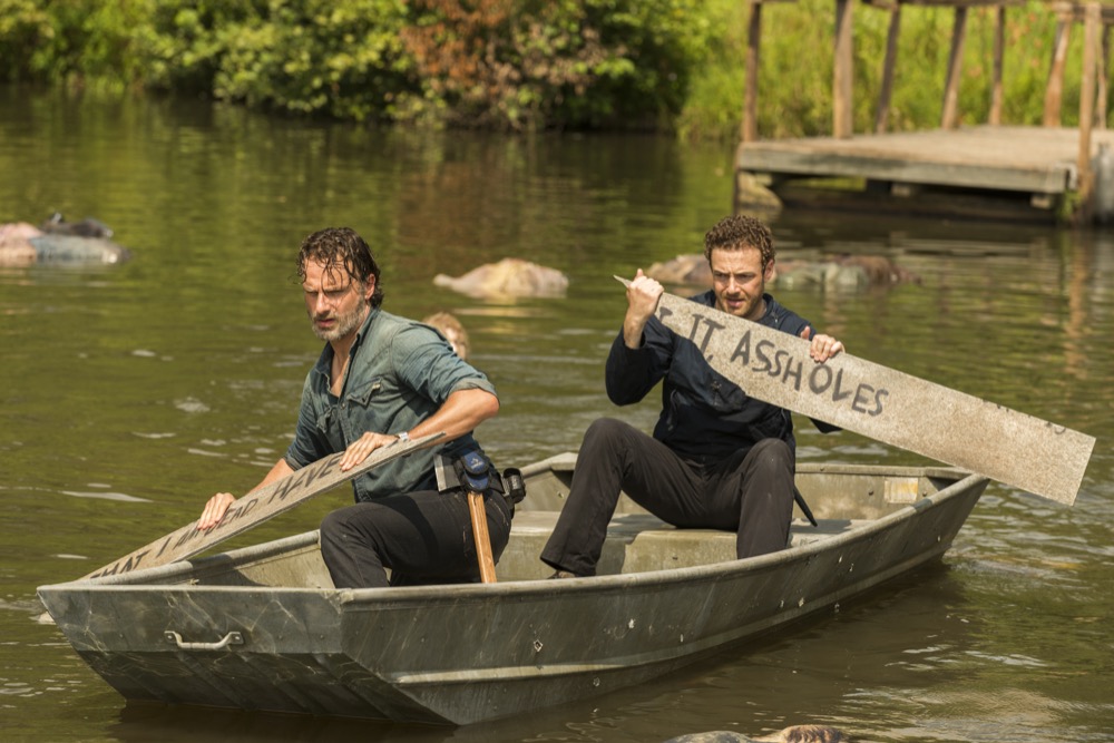 Andrew Lincoln as Rick Grimes, Ross Marquand as Aaron - The Walking Dead _ Season 7, Episode 8 - Photo Credit: Gene Page/AMC