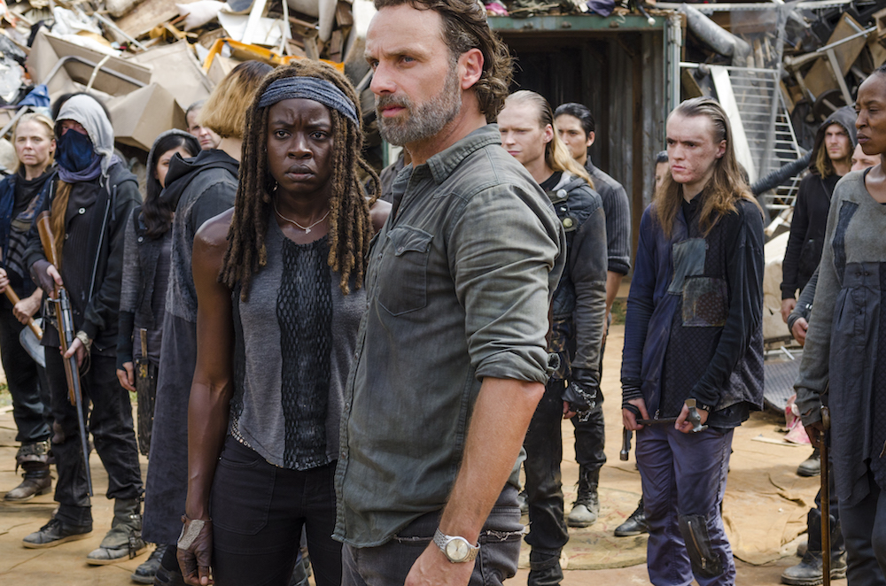Andrew Lincoln as Rick Grimes, Danai Gurira as Michonne, Scavengers - The Walking Dead _ Season 7, Episode 10 - Photo Credit: Gene Page/AMC