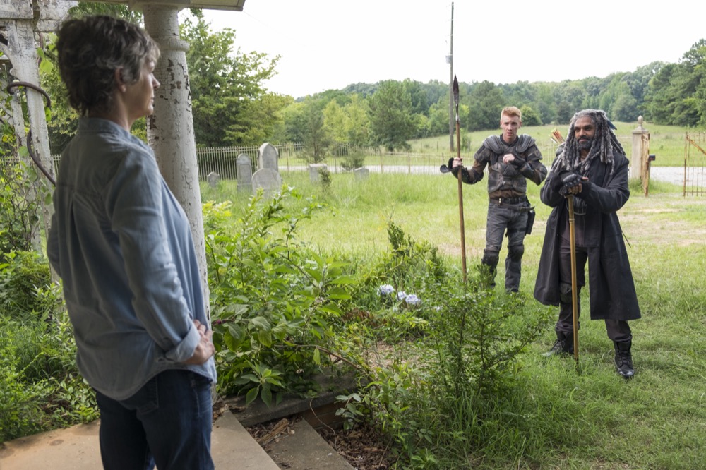 Melissa McBride as Carol Peletier, Daniel Newman - Daniel, Khary Payton as Ezekiel - The Walking Dead _ Season 7, Episode 10 - Photo Credit: Gene Page/AMC