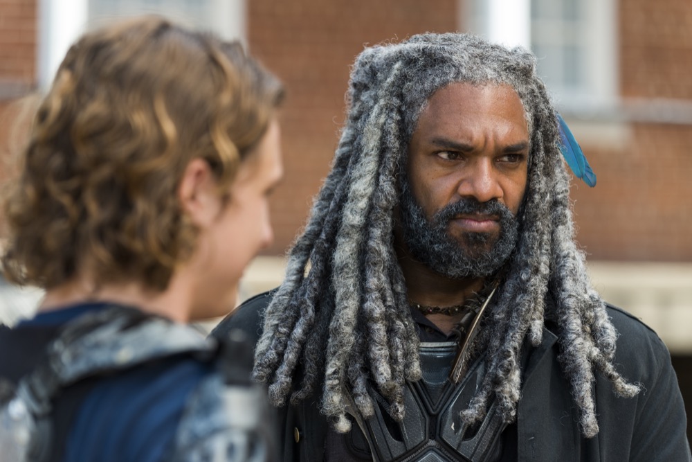 Khary Payton as Ezekiel, Logan Miller as Benjamin - The Walking Dead _ Season 7, Episode 10 - Photo Credit: Gene Page/AMC