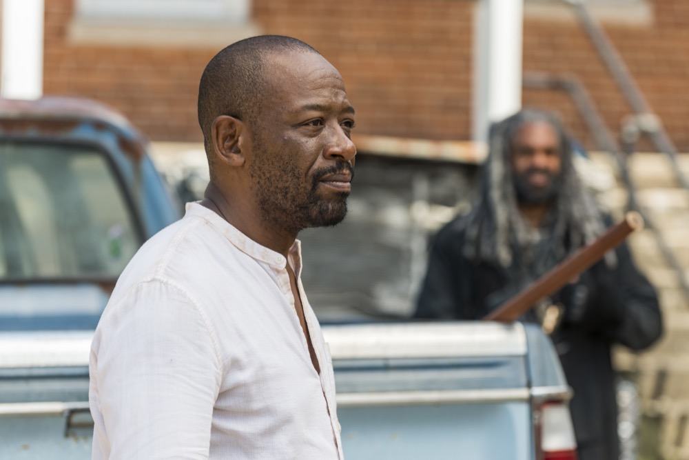 Lennie James as Morgan Jones, Khary Payton as Ezekiel - The Walking Dead _ Season 7, Episode 10 - Photo Credit: Gene Page/AMC
