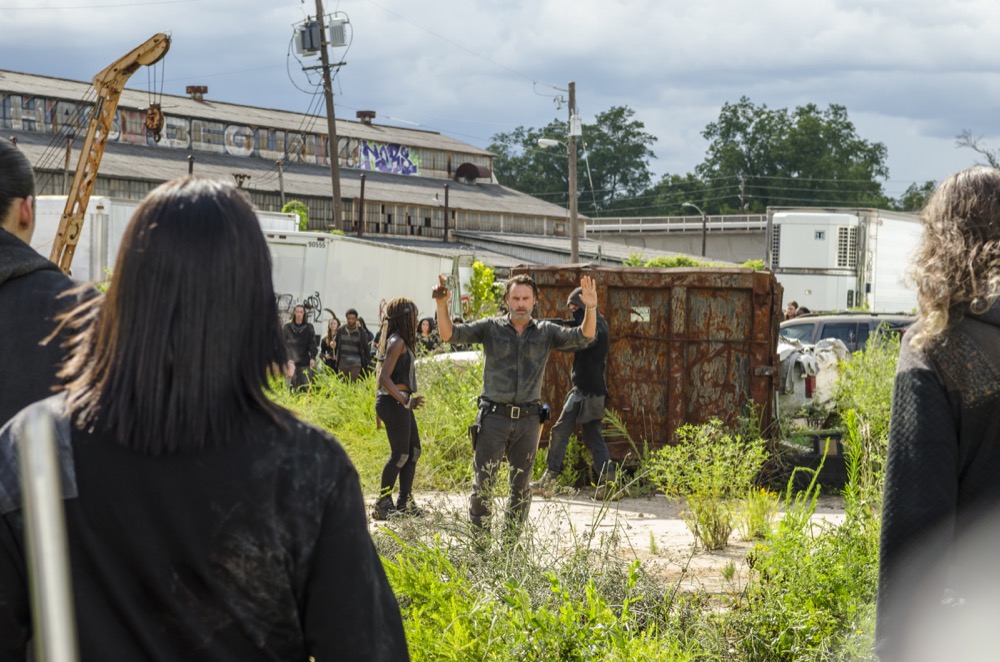 Andrew Lincoln as Rick Grimes, Danai Gurira as Michonne - The Walking Dead _ Season 7, Episode 9 - Photo Credit: Gene Page/AMC