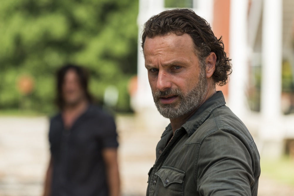 Andrew Lincoln as Rick Grimes, Norman Reedus as Daryl Dixon - The Walking Dead _ Season 7, Episode 9 - Photo Credit: Gene Page/AMC