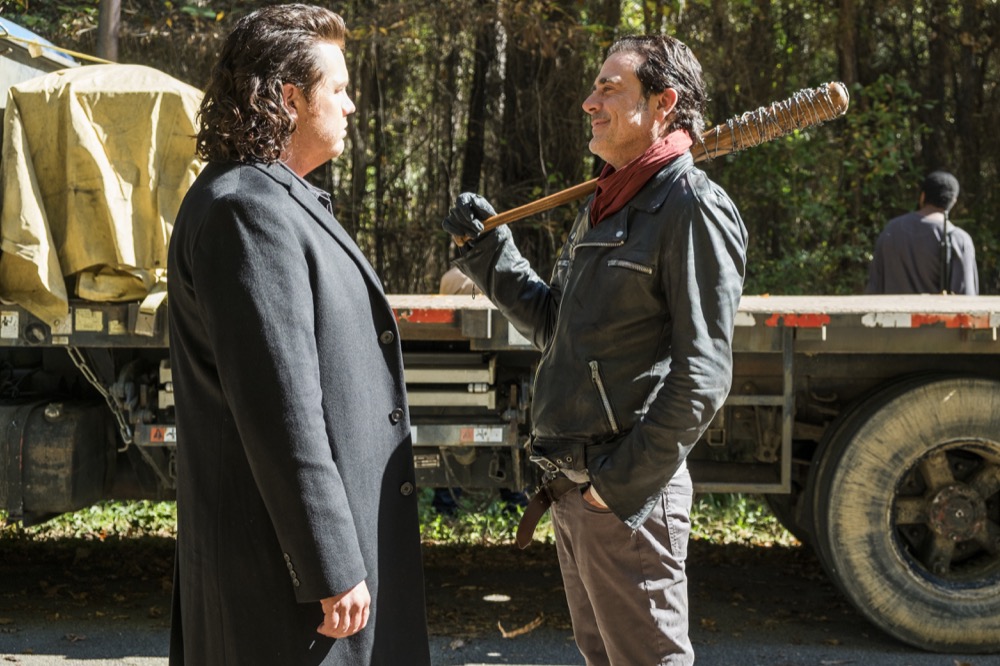 Jeffrey Dean Morgan as Negan, Josh McDermitt as Dr. Eugene Porter - The Walking Dead _ Season 7, Episode 16 - Photo Credit: Gene Page/AMC