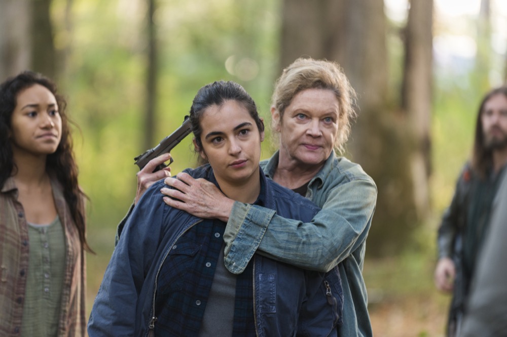 Alanna Masterson as Tara Chambler, Deborah May as Natania, Tom Payne as Paul 'Jesus' Rovia - The Walking Dead _ Season 7, Episode 15 - Photo Credit: Gene Page/AMC