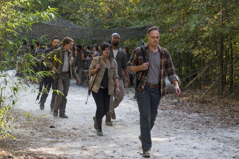 Ross Marquand as Aaron, Jason Douglas as Tobin, Kenric Green as Scott - The Walking Dead _ Season 7, Episode 15 - Photo Credit: Gene Page/AMC