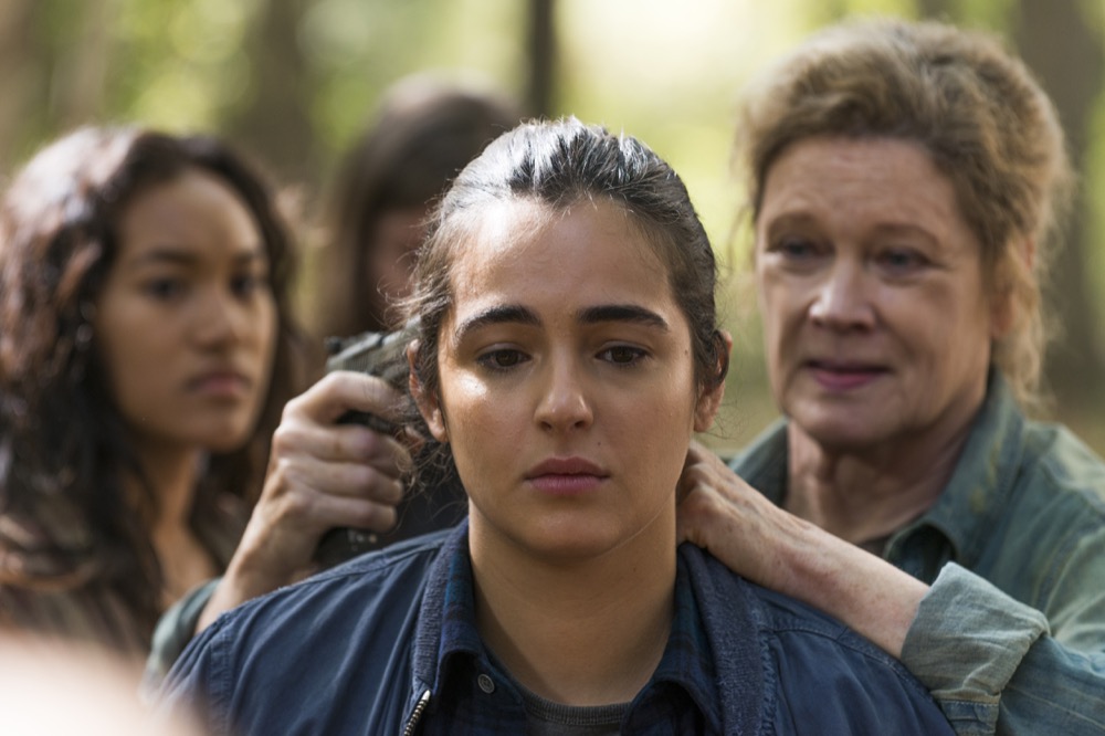 Alanna Masterson as Tara Chambler, Deborah May as Natania - The Walking Dead _ Season 7, Episode 15 - Photo Credit: Gene Page/AMC