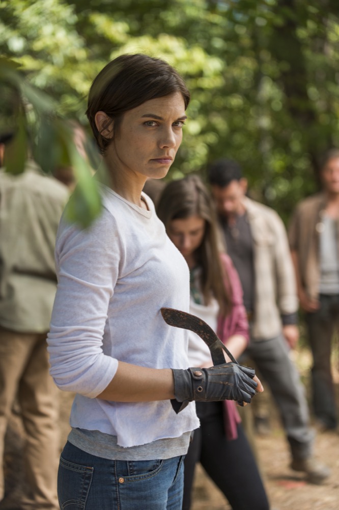 Lauren Cohan as Maggie Greene, Katelyn Nacon as Enid - The Walking Dead _ Season 7, Episode 13 - Photo Credit: Gene Page/AMC