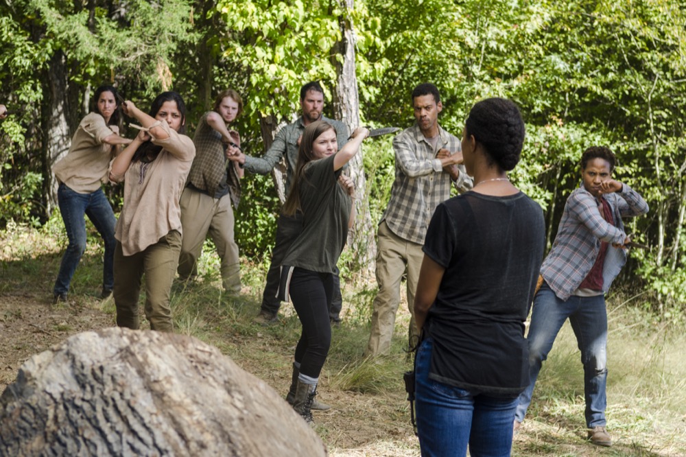Katelyn Nacon as Enid, Sonequa Martin-Green as Sasha Williams - The Walking Dead _ Season 7, Episode 13 - Photo Credit: Gene Page/AMC