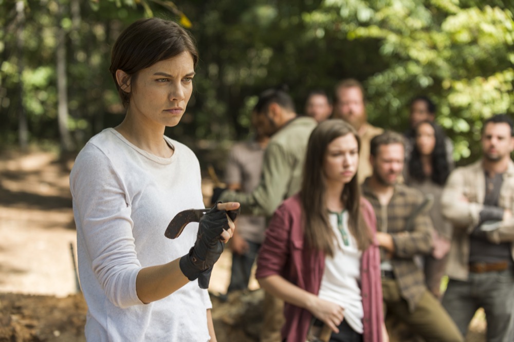 Lauren Cohan as Maggie Greene, Katelyn Nacon as Enid - The Walking Dead _ Season 7, Episode 13 - Photo Credit: Gene Page/AMC