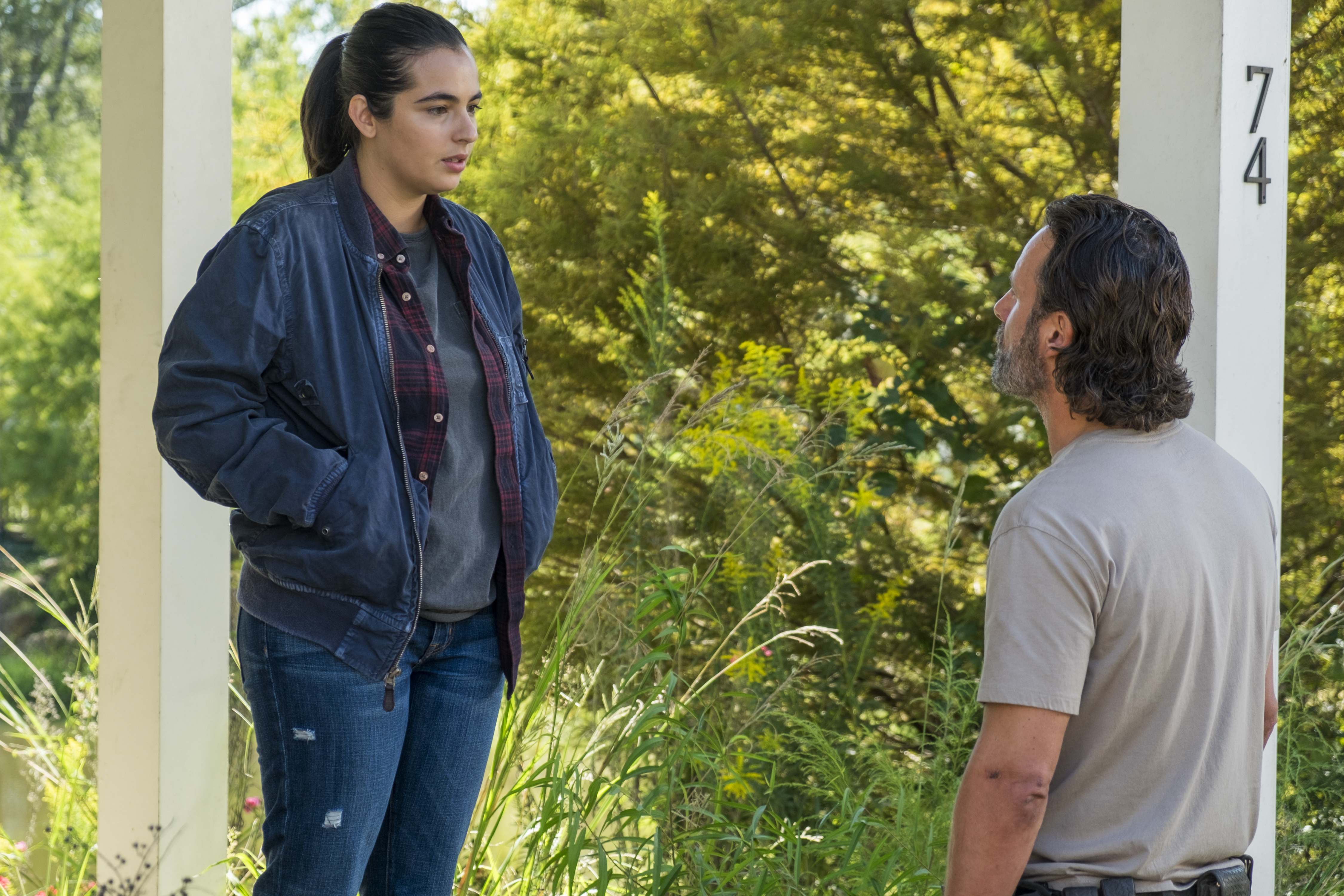 Alanna Masterson as Tara Chambler, Andrew Lincoln as Rick Grimes; - The Walking Dead _ Season 7, Episode 12 - Photo Credit: Gene Page/AMC