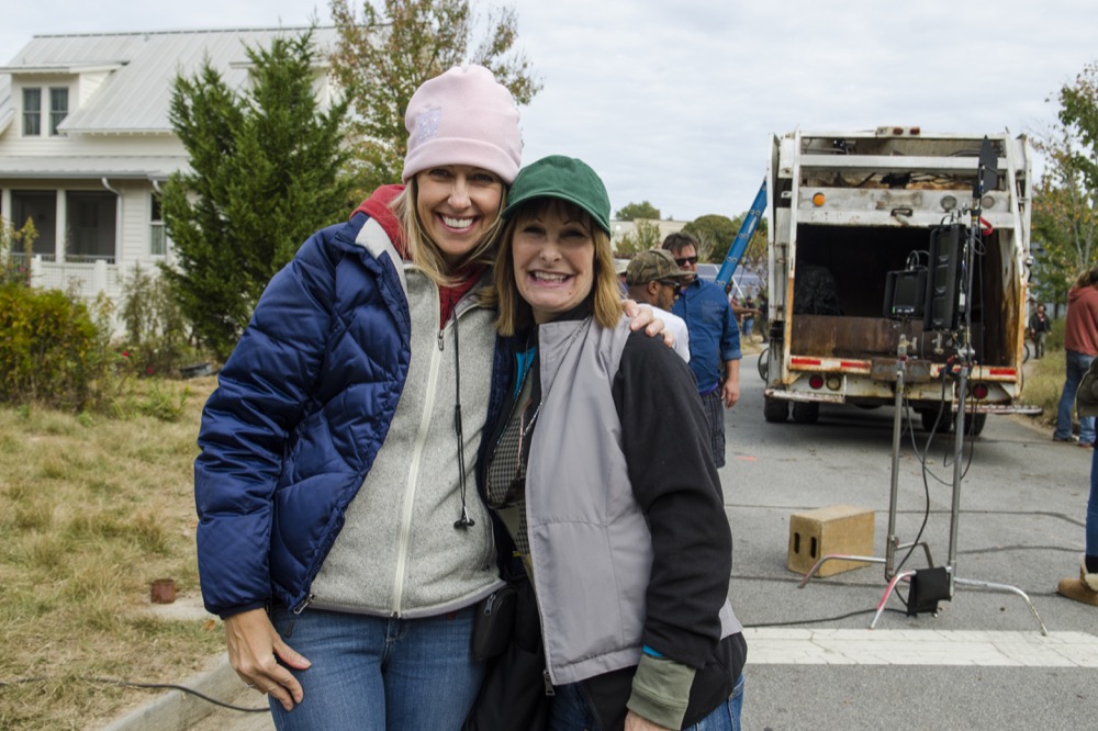 BTS, Executive Producer Gale Anne Hurd, Co-Executive Producer Denise M. Huth - The Walking Dead _ Season 7, Episode 16 - Photo Credit: Gene Page/AMC