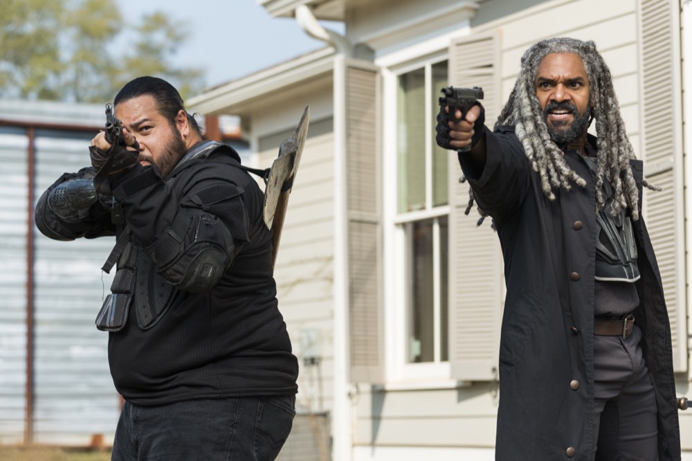 Khary Payton as Ezekiel, Cooper Andrews as Jerry - The Walking Dead _ Season 7, Episode 16 - Photo Credit: Gene Page/AMC