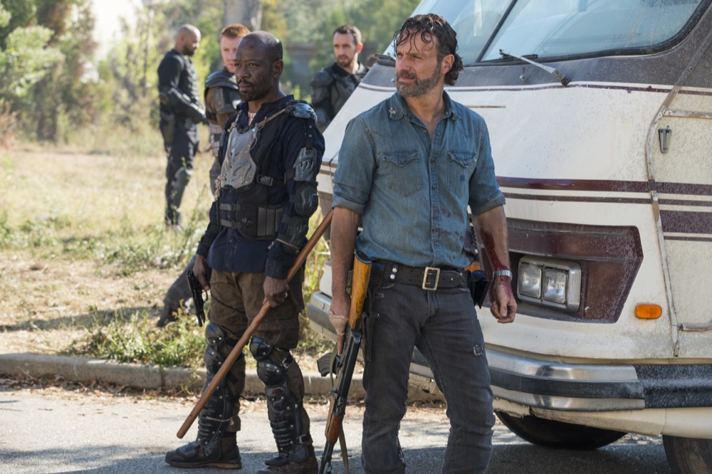 Lennie James as Morgan Jones, Andrew Lincoln as Rick Grimes - The Walking Dead _ Season 7, Episode 16 - Photo Credit: Gene Page/AMC