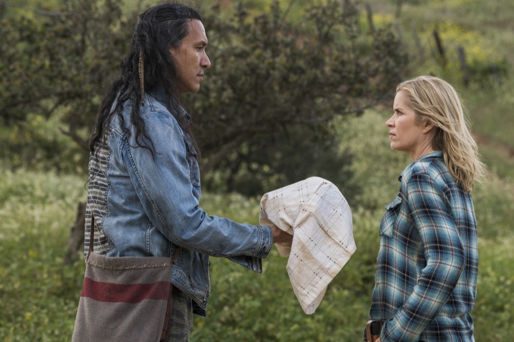 Kim Dickens as Madison Clark, Michael Greyeyes as Qaletaqa Walker - Fear the Walking Dead _ Season 3, Episode 8 - Photo Credit: Richard Foreman, Jr/AMC