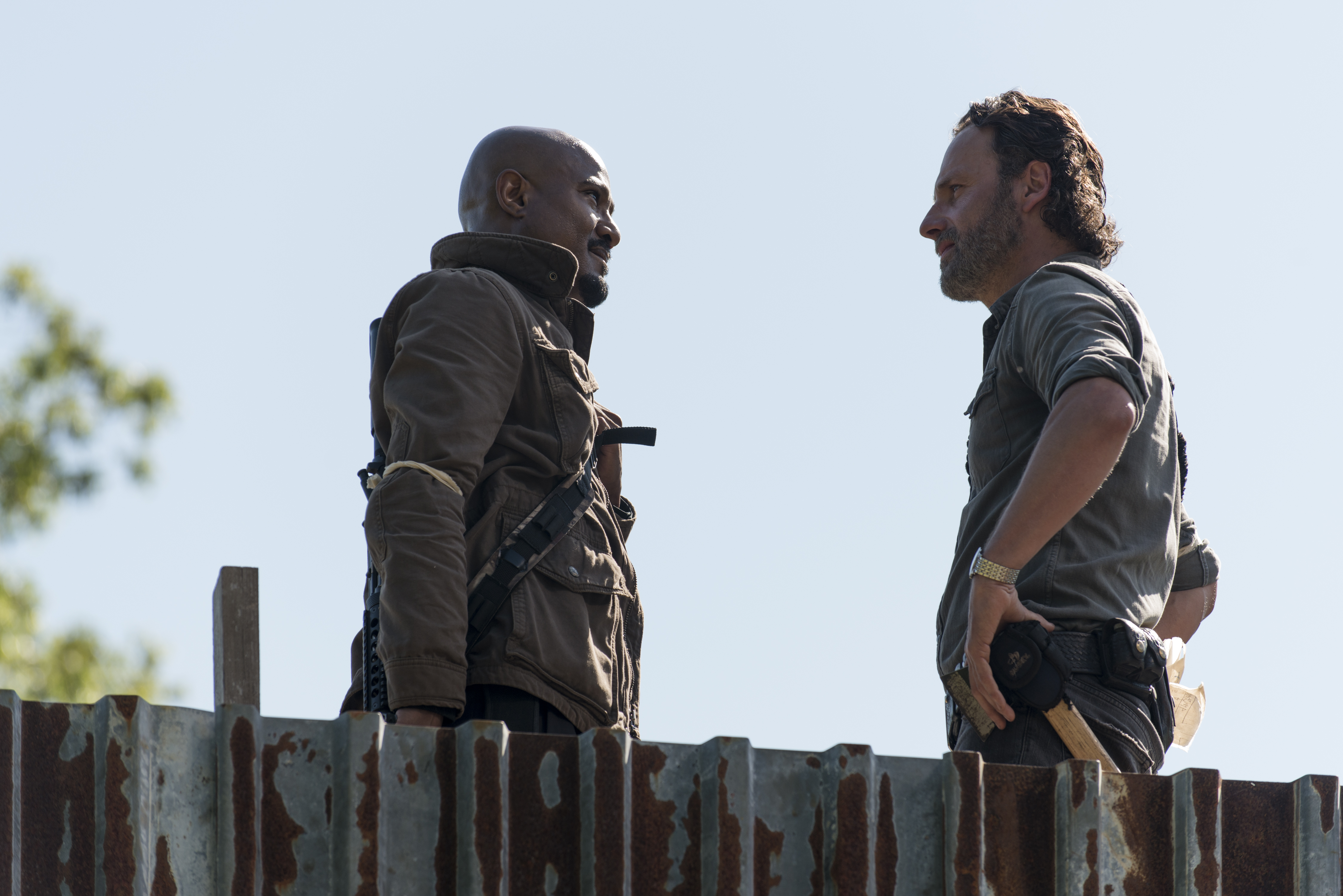Andrew Lincoln as Rick Grimes, Seth Gilliam as Father Gabriel Stokes - The Walking Dead _ Season 8, Episode 1 - Photo Credit: Gene Page/AMC