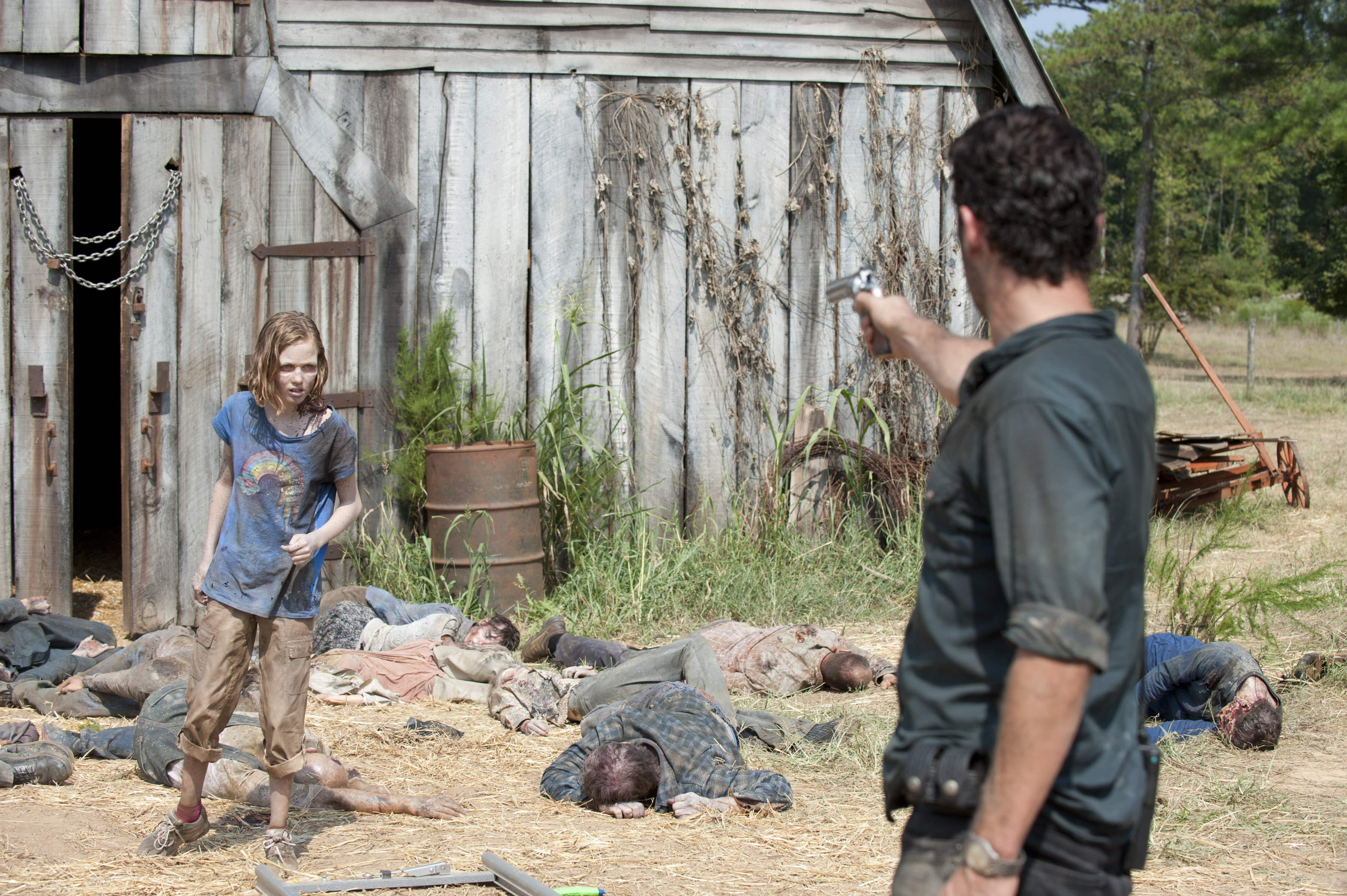 Walker Sophia (Madison Lintz) and Rick Grimes (Andrew Lincoln) - The Walking Dead - Season 2, Episode 7 - Photo Credit: Gene Page/AMC