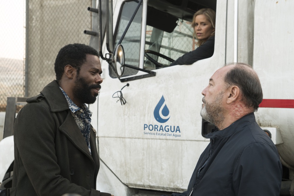 Kim Dickens as Madison Clark, Ruben Blades as Daniel Salazar, Colman Domingo as Victor Strand - Fear the Walking Dead _ Season 3, Episode 11 - Photo Credit: Richard Foreman, Jr/AMC