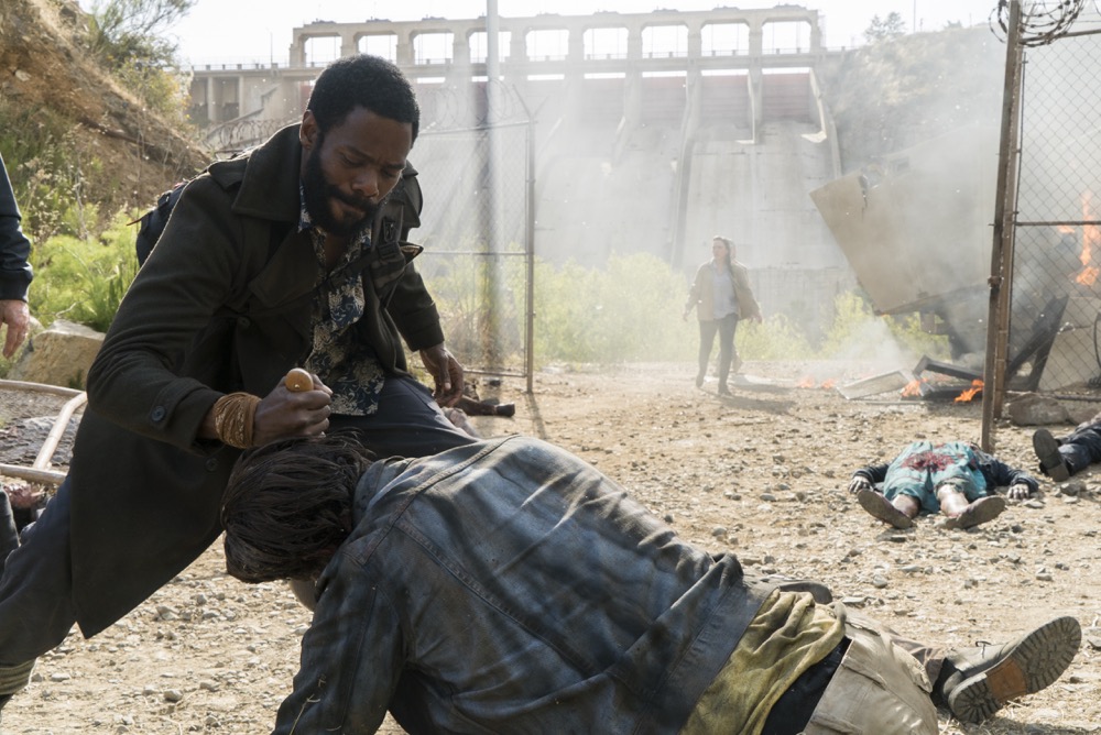 Colman Domingo as Victor Strand, Lisandra Tena as Lola Guerrero- Fear the Walking Dead _ Season 3, Episode 11 - Photo Credit: Richard Foreman, Jr/AMC