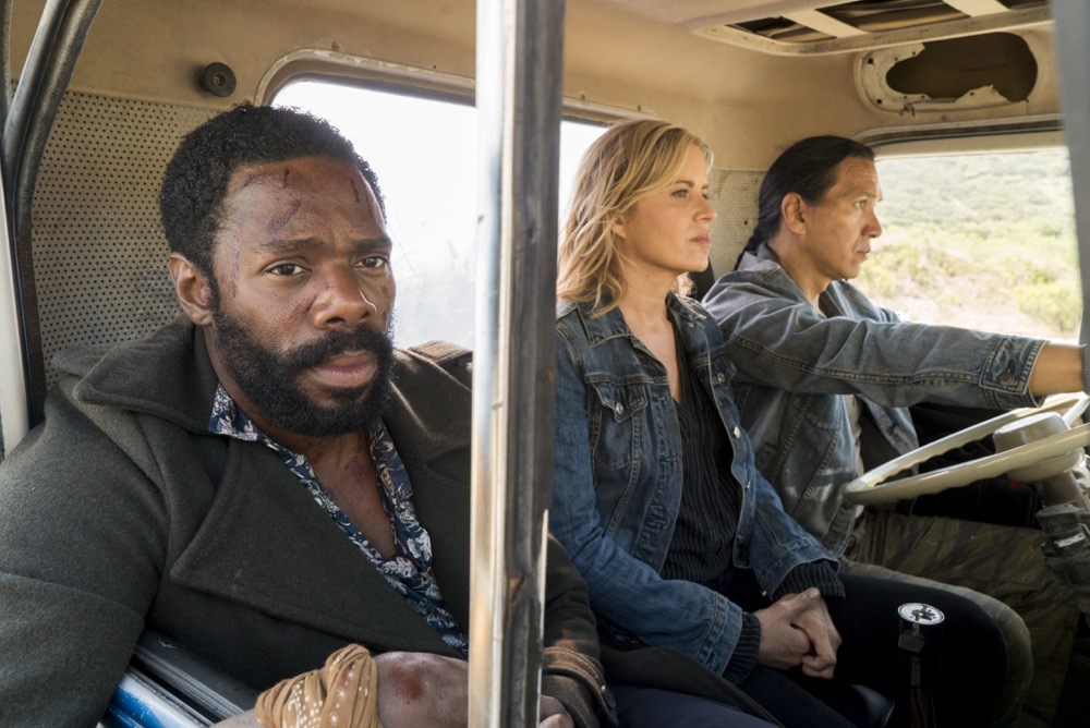 Colman Domingo as Victor Strand, Kim Dickens as Madison Clark; group†- Fear the Walking Dead _ Season 3, Episode 11 - Photo Credit: Richard Foreman, Jr/AMC