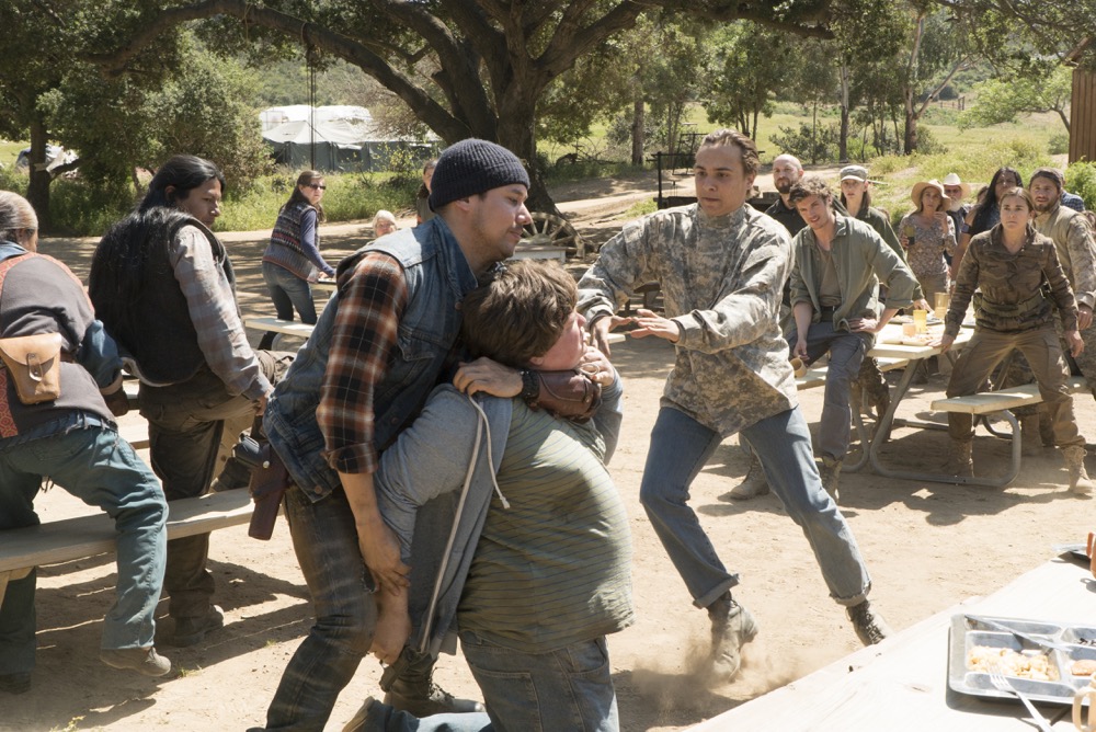 Frank Dillane as Nick Clark, Justin Rain as Crazy Dog - Fear the Walking Dead _ Season 3, Episode 9 - Photo Credit: Richard Foreman, Jr/AMC