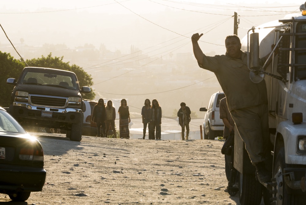The infected approach as people try to get water - Fear the Walking Dead _ Season 3, Episode 9 - Photo Credit: Richard Foreman, Jr/AMC
