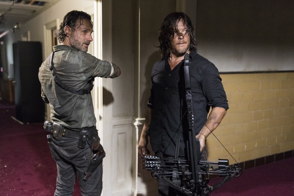 Andrew Lincoln as Rick Grimes, Norman Reedus as Daryl Dixon - The Walking Dead _ Season 8, Episode 2 - Photo Credit: Jackson Lee Davis/AMC