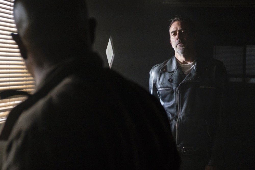 Jeffrey Dean Morgan as Negan, Seth Gilliam as Father Gabriel Stokes - The Walking Dead _ Season 8, Episode 1 - Photo Credit: Gene Page/AMC