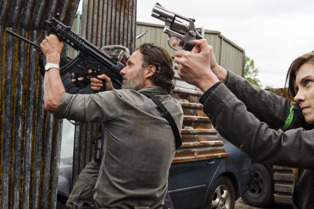 Lauren Cohan as Maggie Greene, Khary Payton as Ezekiel, Andrew Lincoln as Rick Grimes - The Walking Dead _ Season 8, Episode 1 - Photo Credit: Gene Page/AMC