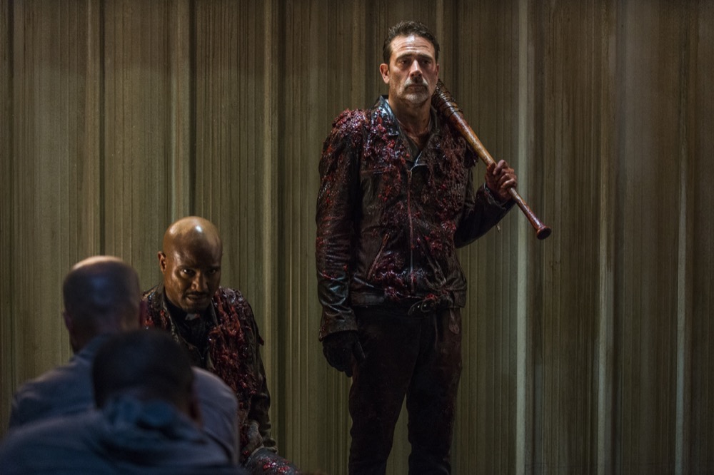 Jeffrey Dean Morgan as Negan, Seth Gilliam as Father Gabriel Stokes - The Walking Dead _ Season 8, Episode 5 - Photo Credit: Gene Page/AMC