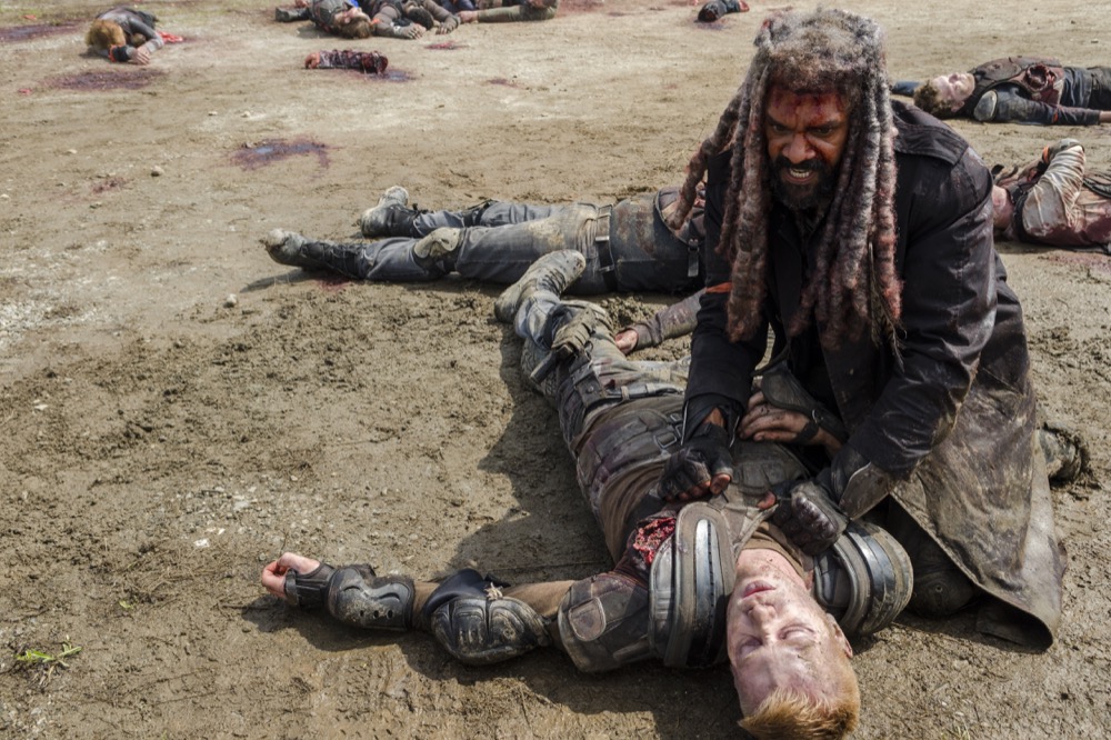 Khary Payton as Ezekiel, Daniel Newman as Daniel - The Walking Dead _ Season 8, Episode 4 - Photo Credit: Gene Page/AMC