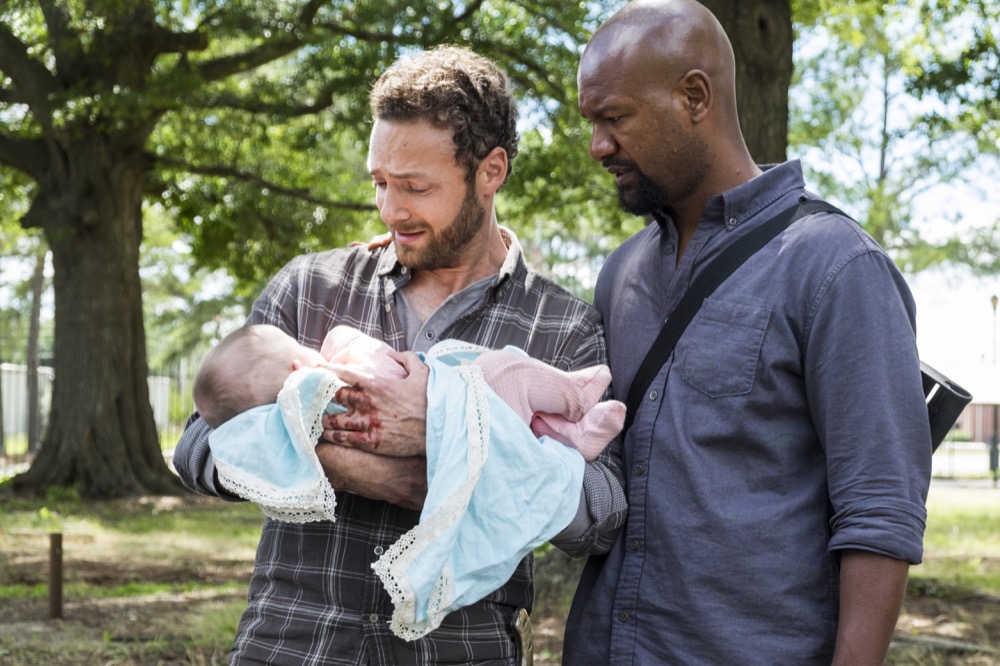 Ross Marquand as Aaron, Kenrick Green as Scott - The Walking Dead _ Season 8, Episode 3 - Photo Credit: Gene Page/AMC