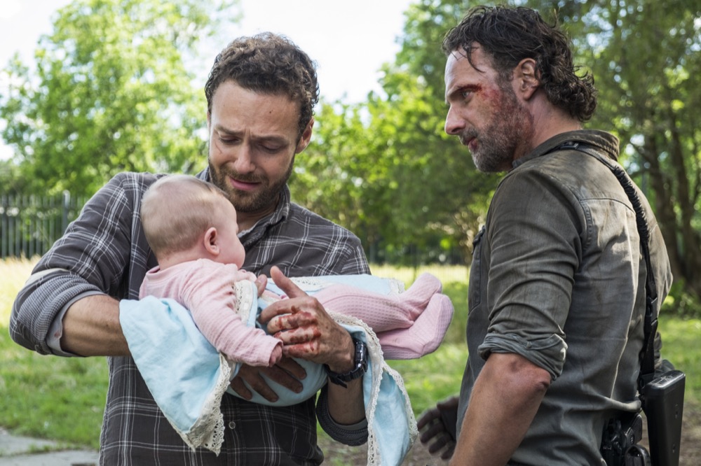 Andrew Lincoln as Rick Grimes, Ross Marquand as Aaron  - The Walking Dead _ Season 8, Episode 3 - Photo Credit: Gene Page/AMC