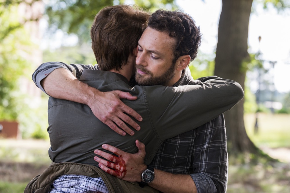 Ross Marquand as Aaron, Jordan Woods-Robinson as Eric Raleigh - The Walking Dead _ Season 8, Episode 3 - Photo Credit: Gene Page/AMC