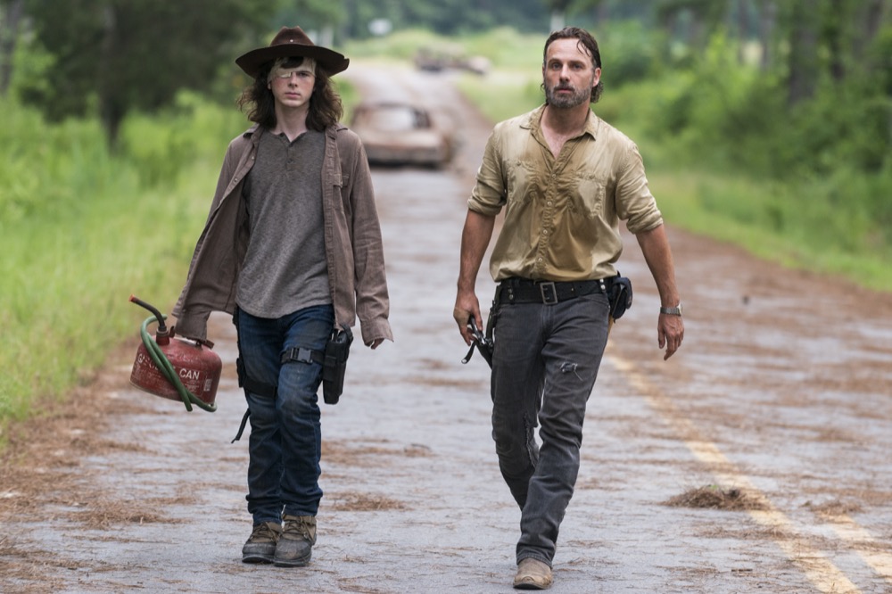 Andrew Lincoln as Rick Grimes, Chandler Riggs as Carl Grimes - The Walking Dead _ Season 8, Episode 8 - Photo Credit: Gene Page/AMC