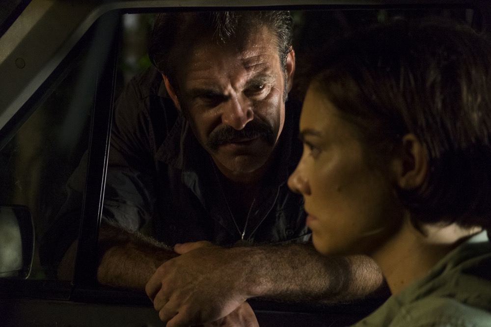 Steven Ogg as Simon, Lauren Cohan as Maggie Rhee - The Walking Dead _ Season 8, Episode 8 - Photo Credit: Gene Page/AMC