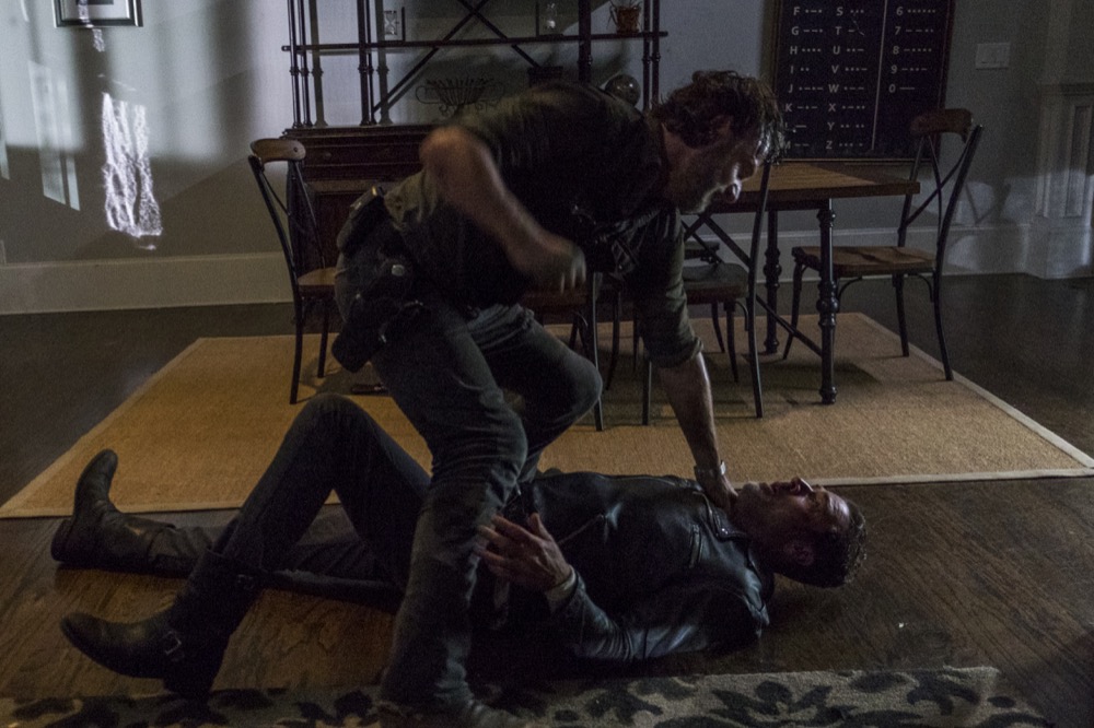 Andrew Lincoln as Rick Grimes, Jeffrey Dean Morgan as Negan - The Walking Dead _ Season 8, Episode 8 - Photo Credit: Gene Page/AMC