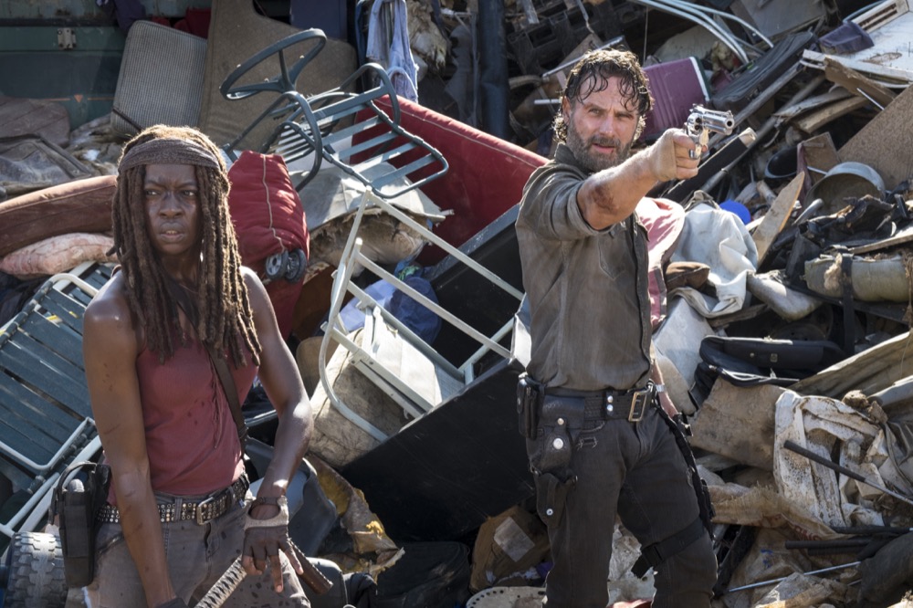 Danai Gurira as Michonne, Andrew Lincoln as Rick Grimes  - The Walking Dead _ Season 8, Episode 10 - Photo Credit: Gene Page/AMC