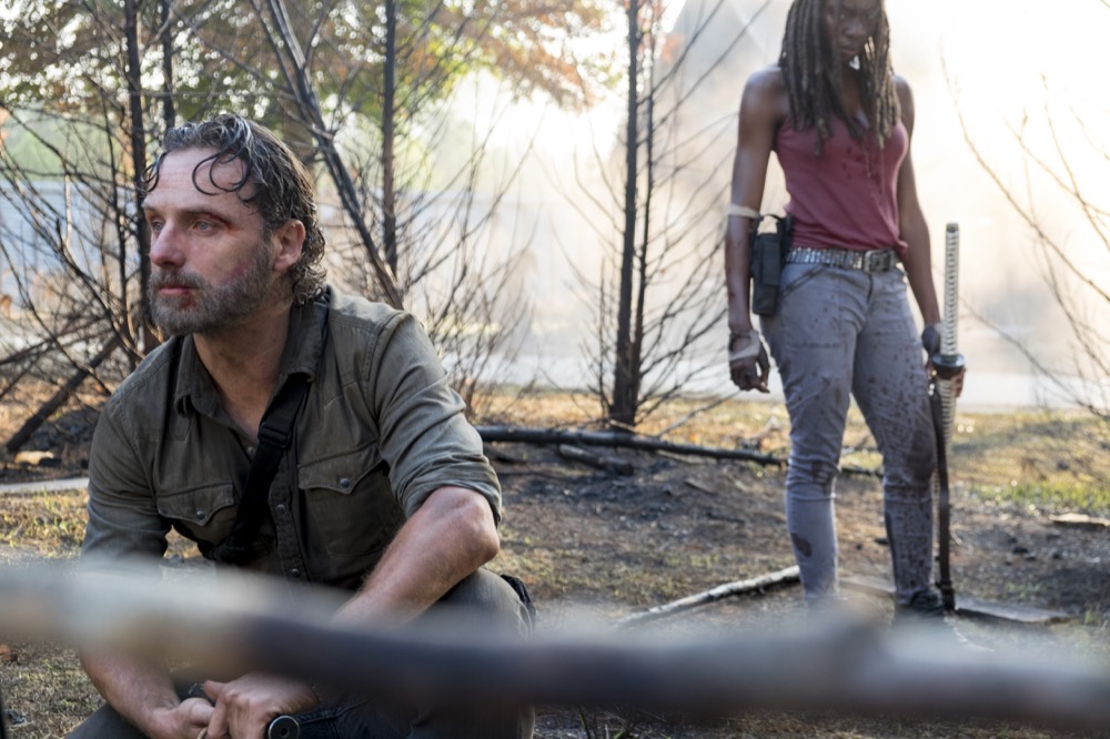 Andrew Lincoln as Rick Grimes, Danai Gurira as Michonne - The Walking Dead _ Season 8, Episode 10 - Photo Credit: Gene Page/AMC