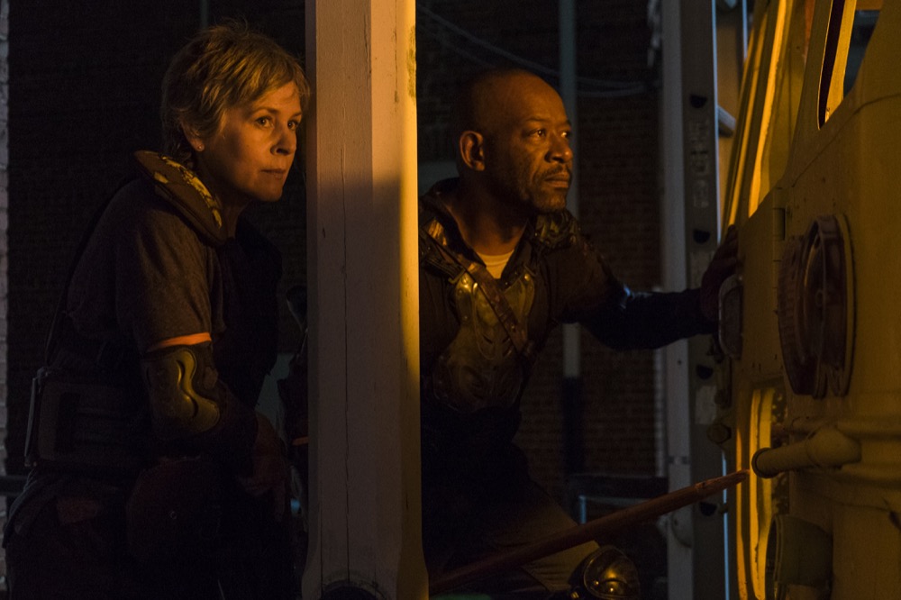 Melissa McBride as Carol Peletier, Lennie James as Morgan Jones - The Walking Dead _ Season 8, Episode 9 - Photo Credit: Gene Page/AMC