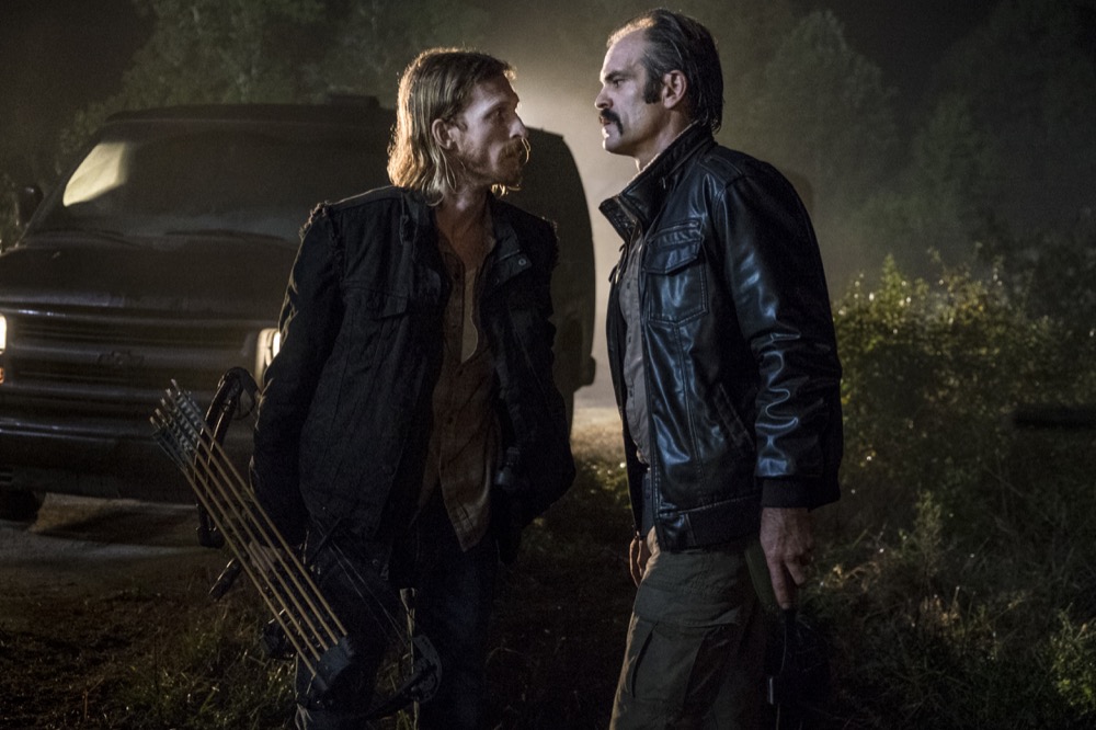 Austin Amelio as Dwight, Steven Ogg as Simon - The Walking Dead _ Season 8, Episode 13 - Photo Credit: Gene Page/AMC