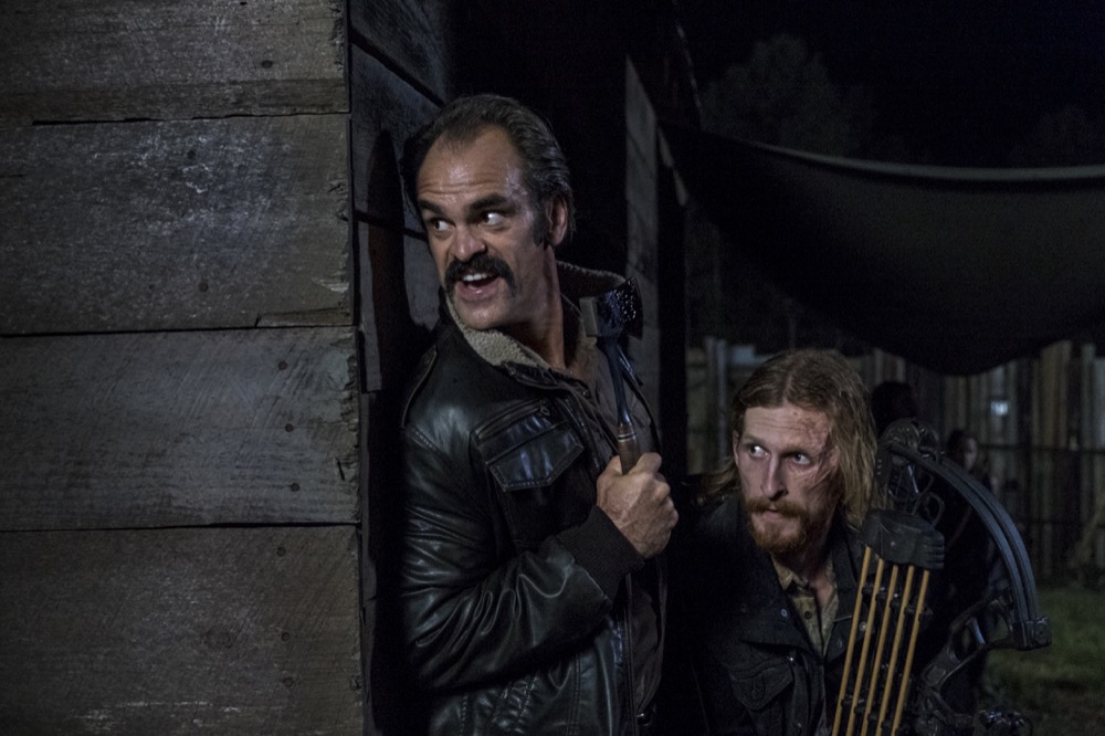 Austin Amelio as Dwight, Steven Ogg as Simon - The Walking Dead _ Season 8, Episode 13 - Photo Credit: Gene Page/AMC