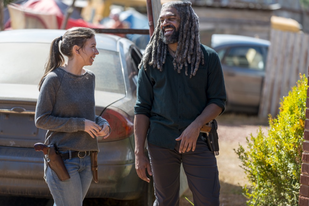 BTS, Katelyn Nacon as Enid, Khary Payton as Ezekiel - The Walking Dead _ Season 8, Episode 13 - Photo Credit: Gene Page/AMC