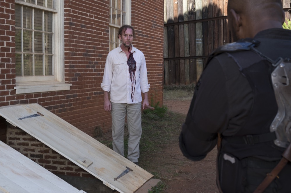 Jayson Warner Smith as Gavin, Lennie James as Morgan Jones - The Walking Dead _ Season 8, Episode 13 - Photo Credit: Gene Page/AMC