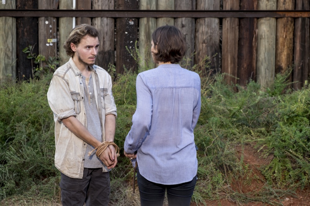 Callan McAuliffe as Alden, Lauren Cohan as Maggie Greene - The Walking Dead _ Season 8, Episode 13 - Photo Credit: Gene Page/AMC