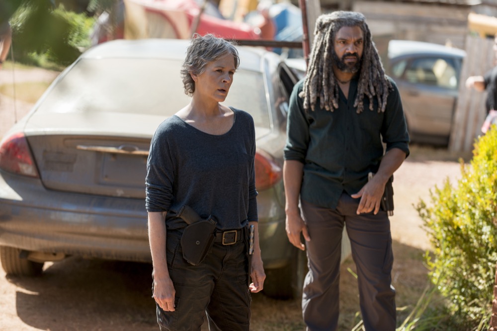 Melissa McBride as Carol Peletier, Khary Payton as Ezekiel - The Walking Dead _ Season 8, Episode 13 - Photo Credit: Gene Page/AMC