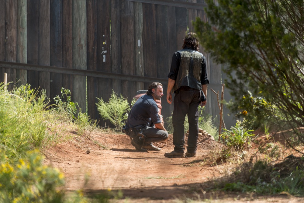 Andrew Lincoln as Rick Grimes, Norman Reedus as Daryl Dixon - The Walking Dead _ Season 8, Episode 12 - Photo Credit: Gene Page/AMC