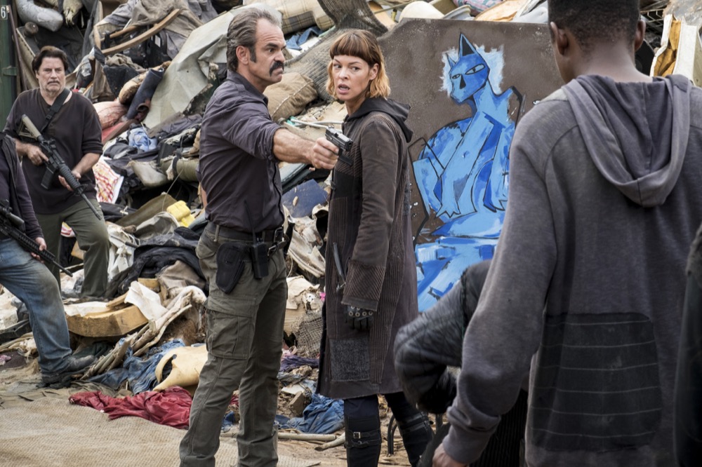 Steven Ogg as Simon, Pollyanna McIntosh as Jadis - The Walking Dead _ Season 8, Episode 10 - Photo Credit: Gene Page/AMC